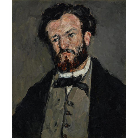 Portrait of Anthony ValabrÃ¨gue Black Modern Wood Framed Art Print with Double Matting by Cezanne, Paul