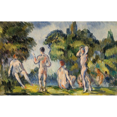 Bathers Black Modern Wood Framed Art Print with Double Matting by Cezanne, Paul