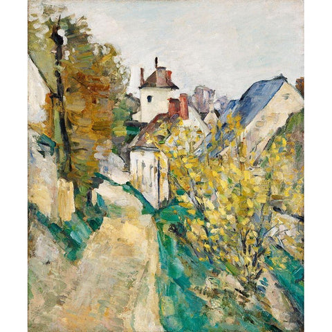 The House of Dr. Gachet in Auvers-sur-Oise White Modern Wood Framed Art Print by Cezanne, Paul