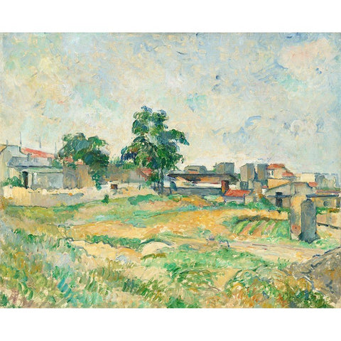 Landscape near Paris White Modern Wood Framed Art Print by Cezanne, Paul