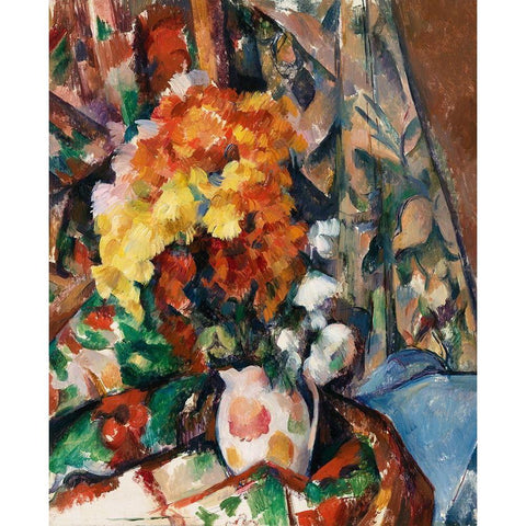 The Flowered Vase Gold Ornate Wood Framed Art Print with Double Matting by Cezanne, Paul
