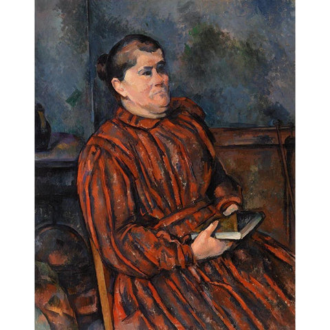 Portrait of a Woman Black Modern Wood Framed Art Print by Cezanne, Paul