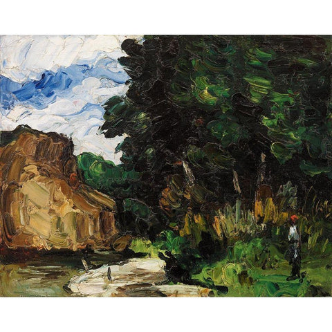 River Bend White Modern Wood Framed Art Print by Cezanne, Paul