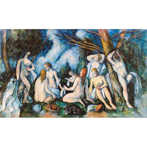 The Large Bathers Gold Ornate Wood Framed Art Print with Double Matting by Cezanne, Paul