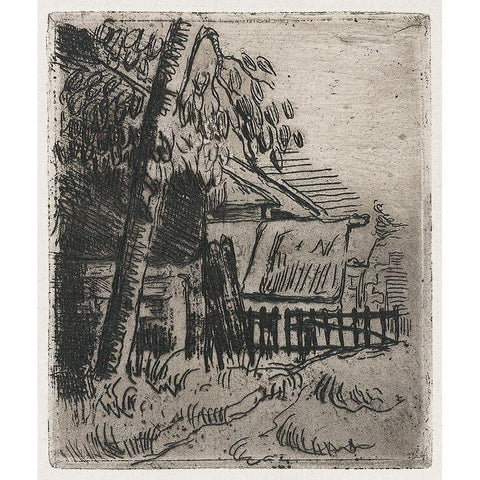 Landscape at Auvers Black Modern Wood Framed Art Print by Cezanne, Paul