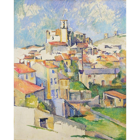 Gardanne Black Modern Wood Framed Art Print with Double Matting by Cezanne, Paul