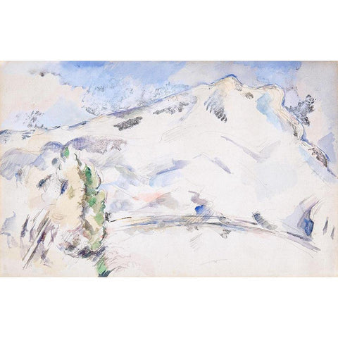 Mont Sainte-Victoire White Modern Wood Framed Art Print by Cezanne, Paul