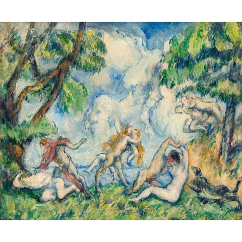 The Battle of Love Black Modern Wood Framed Art Print with Double Matting by Cezanne, Paul