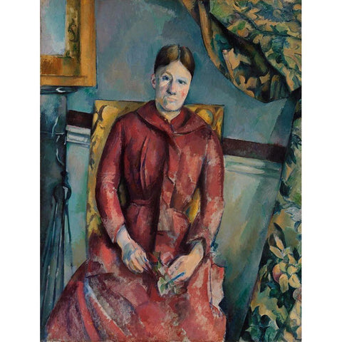 Madame CÃ©zanne Black Modern Wood Framed Art Print with Double Matting by Cezanne, Paul