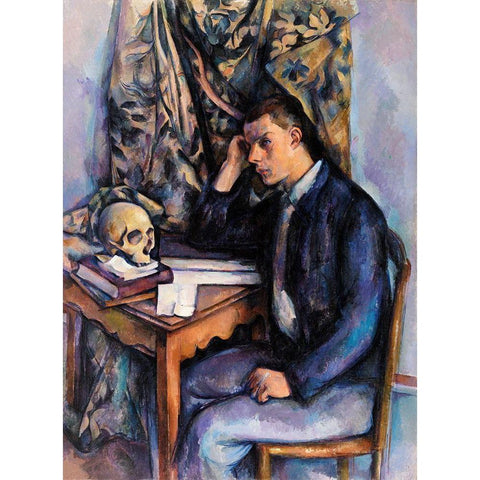 Young Man and SkullÂ  Gold Ornate Wood Framed Art Print with Double Matting by Cezanne, Paul