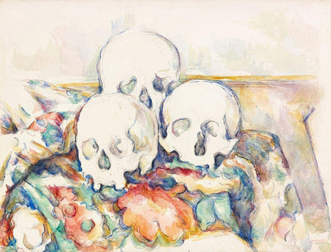 The Three SkullsÂ  Black Ornate Wood Framed Art Print with Double Matting by Cezanne, Paul