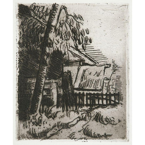 Landscape in AuversÂ  Black Modern Wood Framed Art Print by Cezanne, Paul