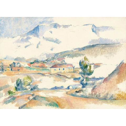 Montagne Sainte-Victoire, from near Gardanne Gold Ornate Wood Framed Art Print with Double Matting by Cezanne, Paul