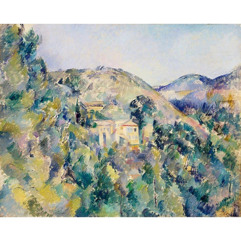 View of the Domaine Saint-JosephÂ  Gold Ornate Wood Framed Art Print with Double Matting by Cezanne, Paul