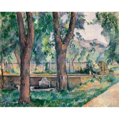 The Pool at Jas de Bouffan White Modern Wood Framed Art Print by Cezanne, Paul