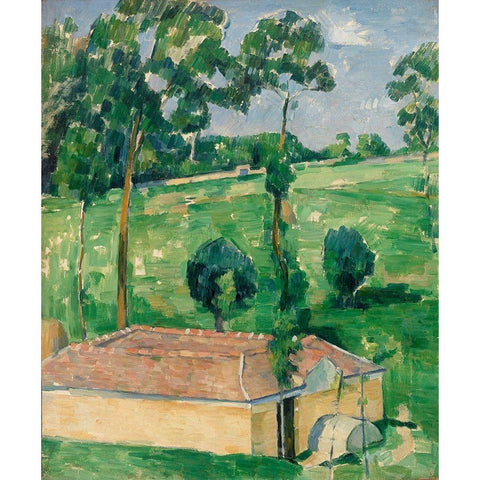 The Spring House Black Modern Wood Framed Art Print with Double Matting by Cezanne, Paul