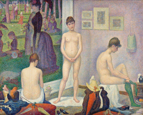 Models White Modern Wood Framed Art Print with Double Matting by Seurat, Georges