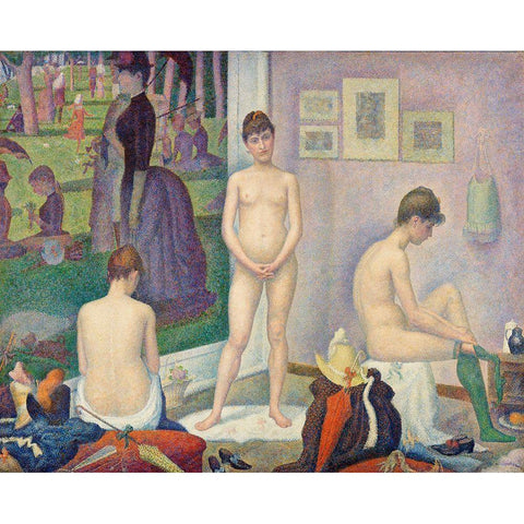 Models Black Modern Wood Framed Art Print with Double Matting by Seurat, Georges