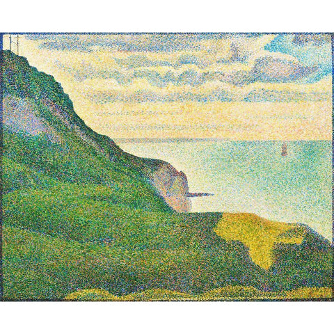 Seascape at Port-en-Bessin, Normandy Gold Ornate Wood Framed Art Print with Double Matting by Seurat, Georges