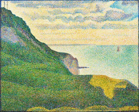 Seascape at Port-en-Bessin, Normandy White Modern Wood Framed Art Print with Double Matting by Seurat, Georges