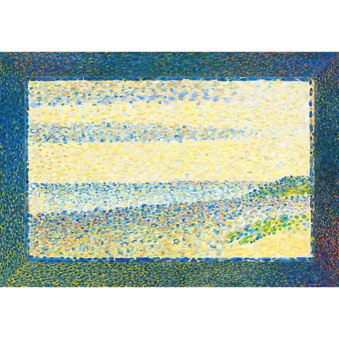 Seascape Black Modern Wood Framed Art Print with Double Matting by Seurat, Georges