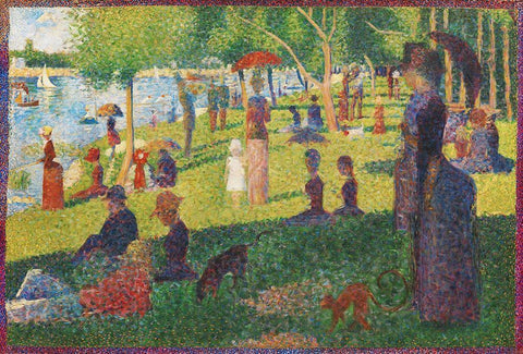 Study For a Sunday on La Grande Jatte White Modern Wood Framed Art Print with Double Matting by Seurat, Georges