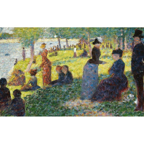 Oil Sketch for La Grande Jatte White Modern Wood Framed Art Print by Seurat, Georges