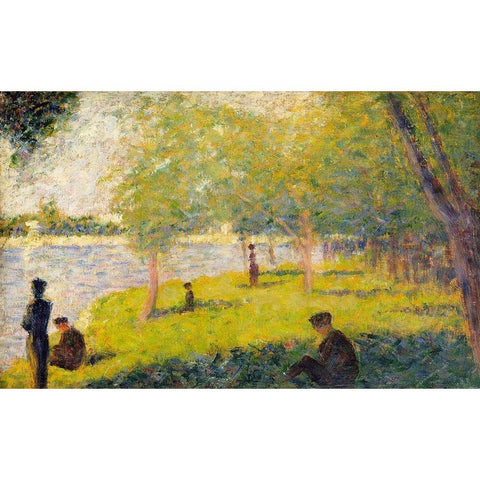 Study for a Sunday on La Grande Jatte White Modern Wood Framed Art Print by Seurat, Georges