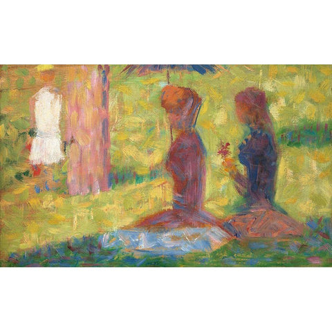 La Grande Jatte Black Modern Wood Framed Art Print with Double Matting by Seurat, Georges