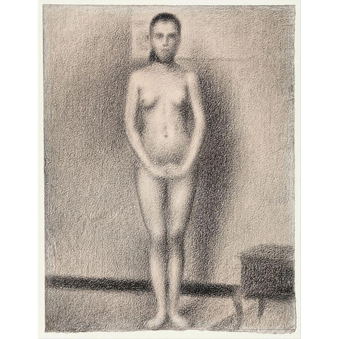 Study for Poseuses Black Modern Wood Framed Art Print with Double Matting by Seurat, Georges