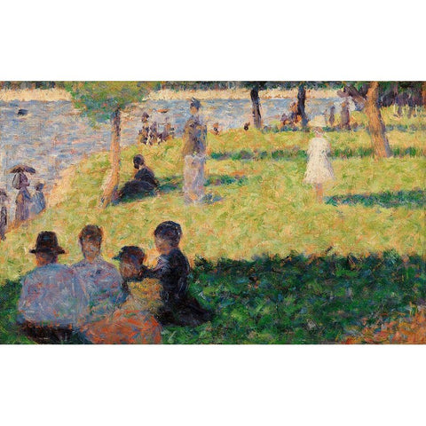 Group of Figures Black Modern Wood Framed Art Print with Double Matting by Seurat, Georges