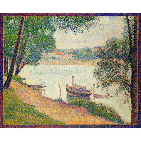 Gray Weather Gold Ornate Wood Framed Art Print with Double Matting by Seurat, Georges