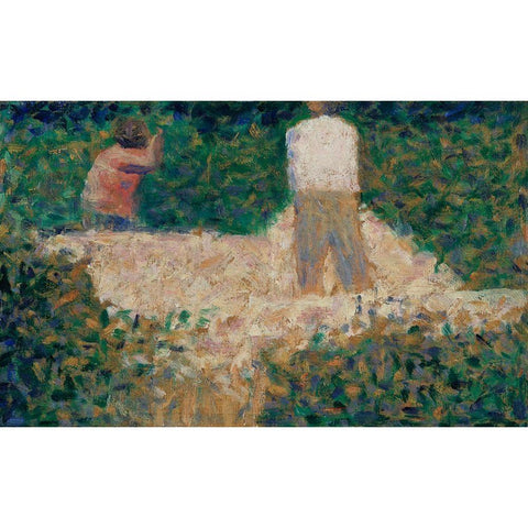 Two Stonebreakers Gold Ornate Wood Framed Art Print with Double Matting by Seurat, Georges