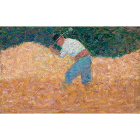 The Stone Breaker White Modern Wood Framed Art Print by Seurat, Georges