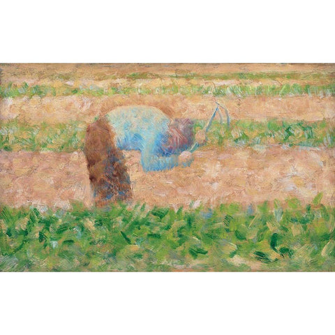 Man with a Hoe Gold Ornate Wood Framed Art Print with Double Matting by Seurat, Georges