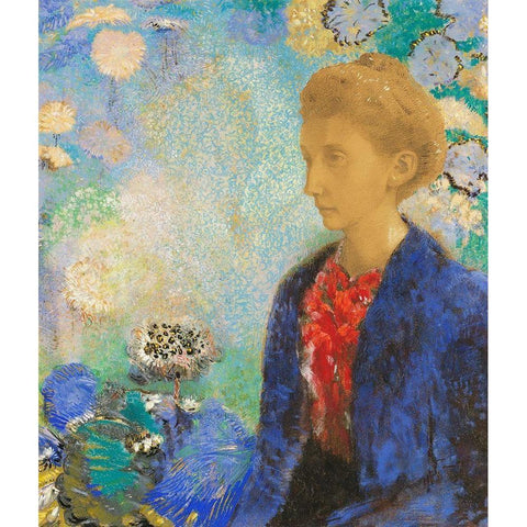 Baronne de Domecy Black Modern Wood Framed Art Print with Double Matting by Redon, Odilon