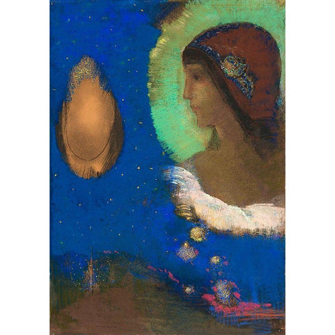 SitaÂ  Gold Ornate Wood Framed Art Print with Double Matting by Redon, Odilon