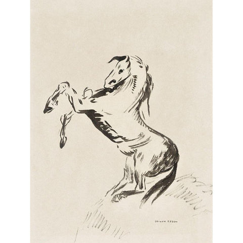 Jumping Horse on Clouds (Pegasus) White Modern Wood Framed Art Print by Redon, Odilon