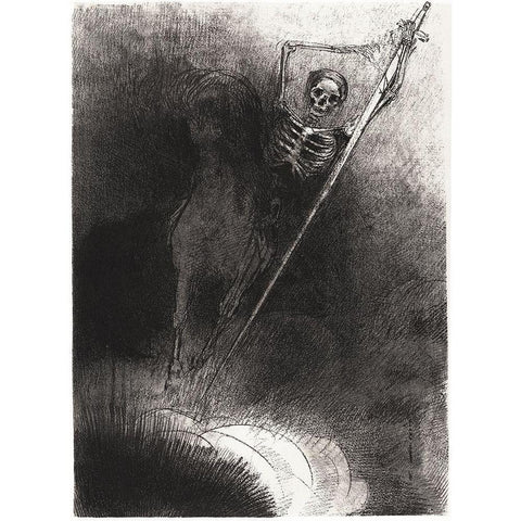 And His Name That Sat on Him Was Death Black Modern Wood Framed Art Print with Double Matting by Redon, Odilon