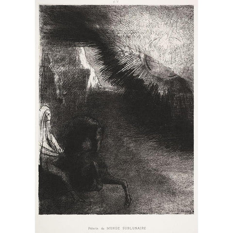 Pilgrim of the Sublunary WorldÂ  White Modern Wood Framed Art Print by Redon, Odilon