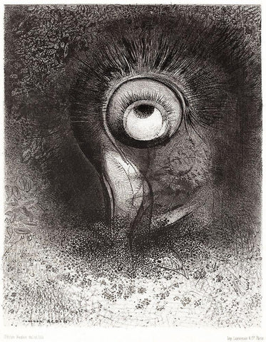 There Was Perhaps a First Vision Attempted by the Flower Black Ornate Wood Framed Art Print with Double Matting by Redon, Odilon