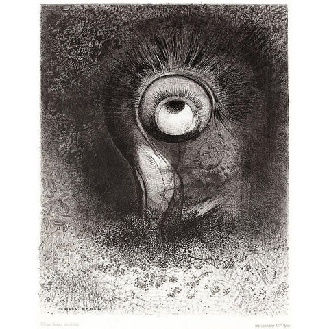 There Was Perhaps a First Vision Attempted by the Flower White Modern Wood Framed Art Print by Redon, Odilon