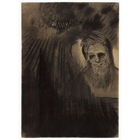 Apparition Gold Ornate Wood Framed Art Print with Double Matting by Redon, Odilon