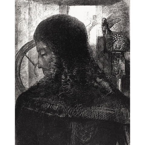 Old Knight Black Modern Wood Framed Art Print with Double Matting by Redon, Odilon