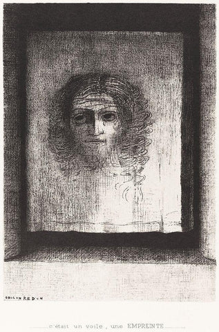It Was a Veil, an Imprint White Modern Wood Framed Art Print with Double Matting by Redon, Odilon