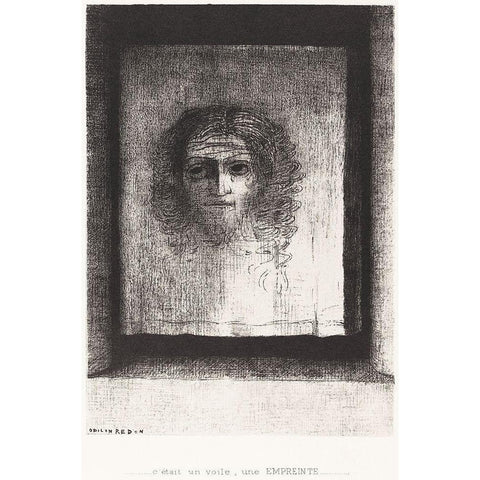 It Was a Veil, an Imprint Black Modern Wood Framed Art Print by Redon, Odilon