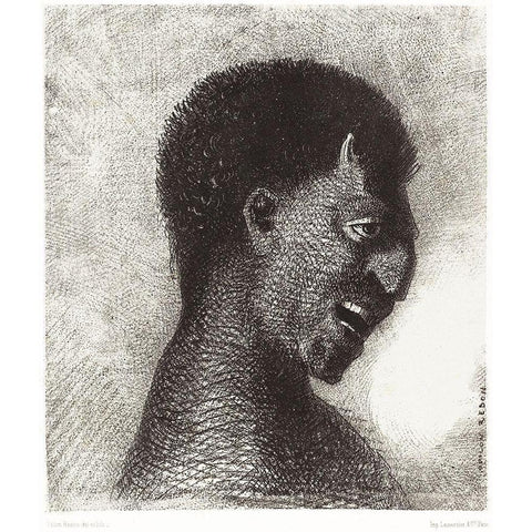 The Satyr with the Cynical SmileÂ  Black Modern Wood Framed Art Print with Double Matting by Redon, Odilon