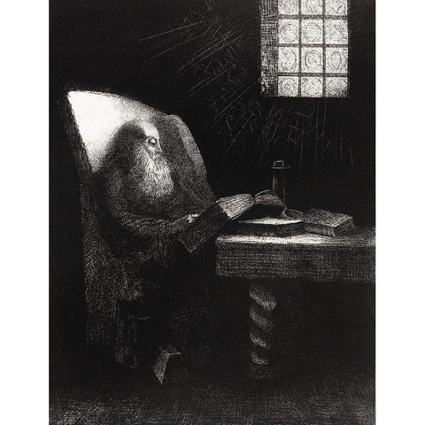 The Reader Black Modern Wood Framed Art Print with Double Matting by Redon, Odilon