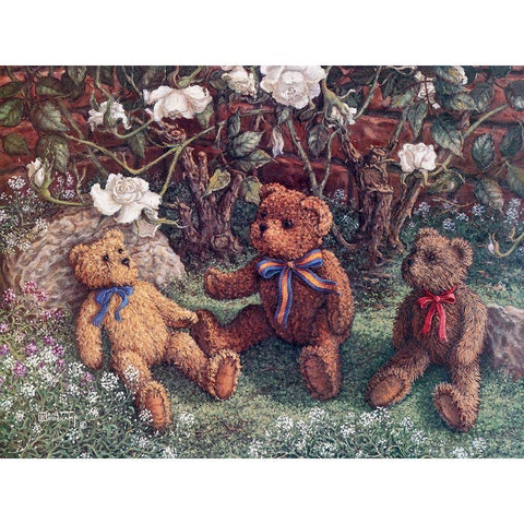 Bears and Roses Gold Ornate Wood Framed Art Print with Double Matting by Kruskamp, Janet