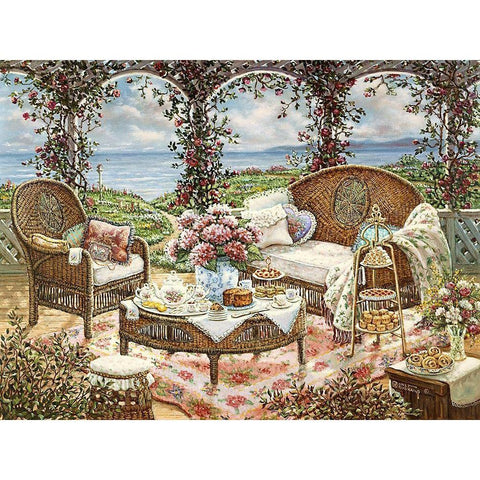 Afternoon Tea Gold Ornate Wood Framed Art Print with Double Matting by Kruskamp, Janet